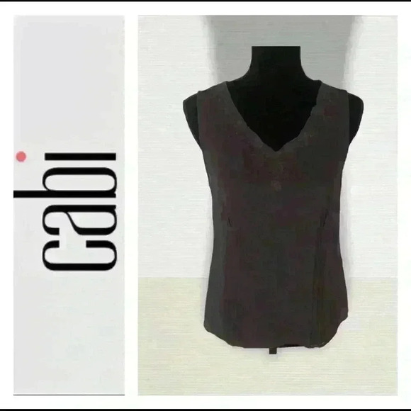 CAbi #738 Sheer Brown Floral Embroidered Sleeveless Top Size M - Picture 1 of 4